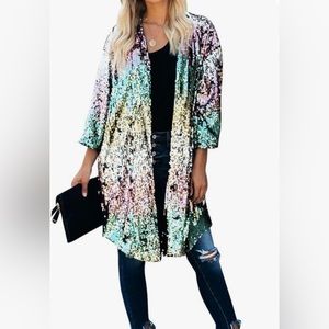 NWOT Sequined 3/4 Sleeve Cardigan